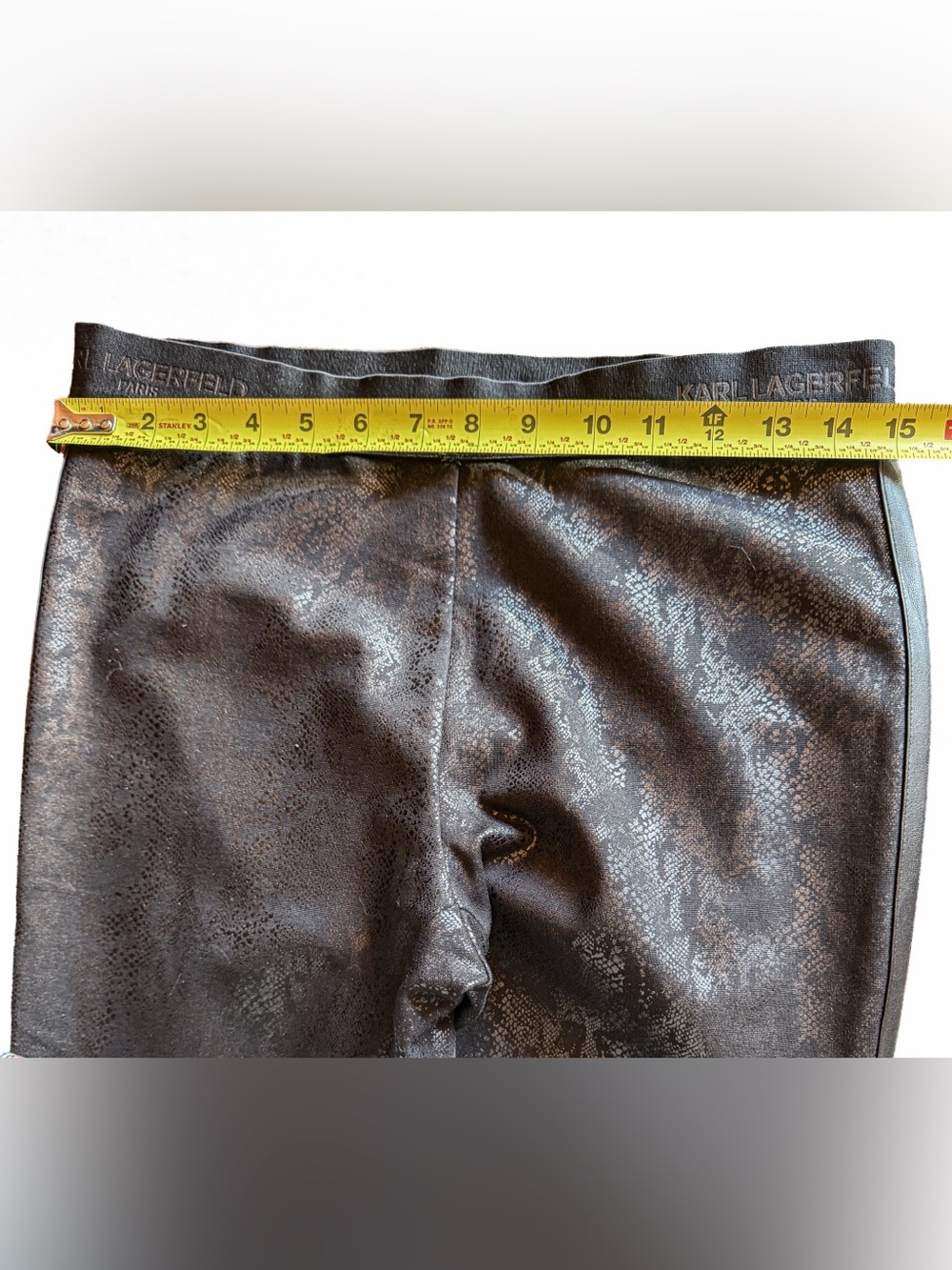 Karl Lagerfeld Paris Black Faux Leather Snakeskin Leggings Small Comfort Waist S - Picture 6 of 6